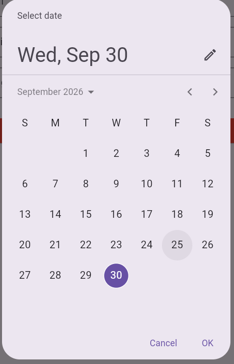 Output modal kalender